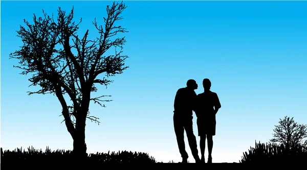 Vector silhouette of couple. — Stock Vector