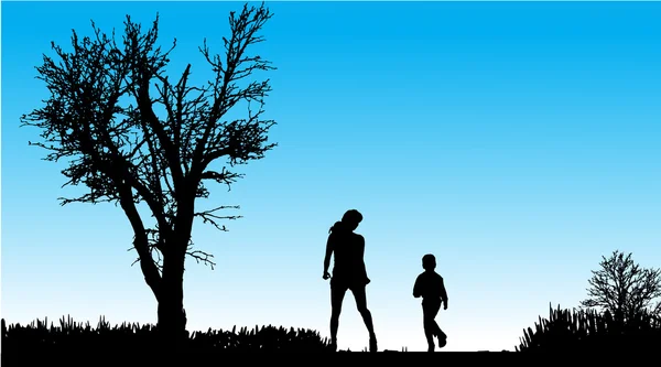 Vector silhouet van familie. — Stockvector