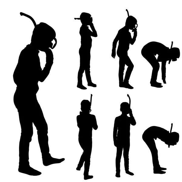 Vector silhouet van jongen. — Stockvector