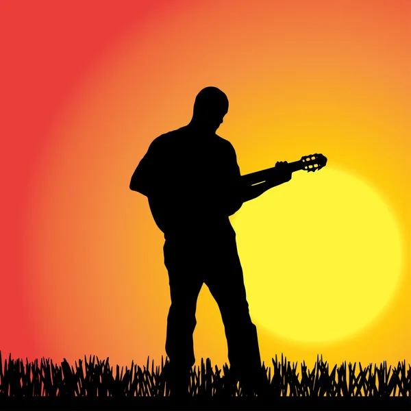 Homme avec guitare — Image vectorielle