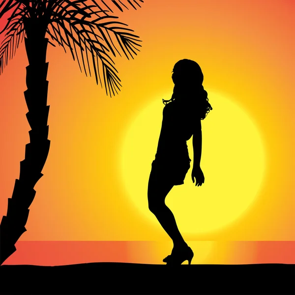 Femme sur la plage. — Image vectorielle