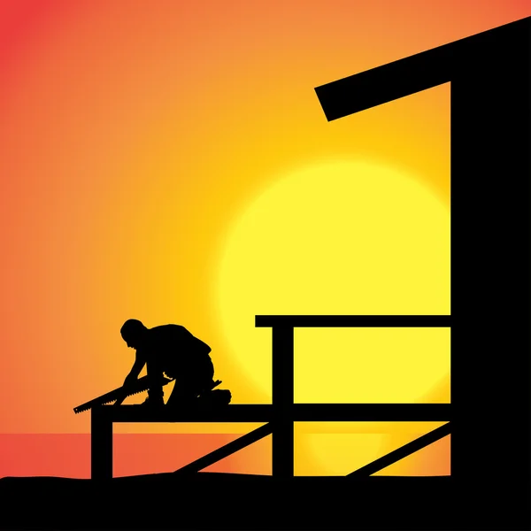 Man working on the house — Stock Vector