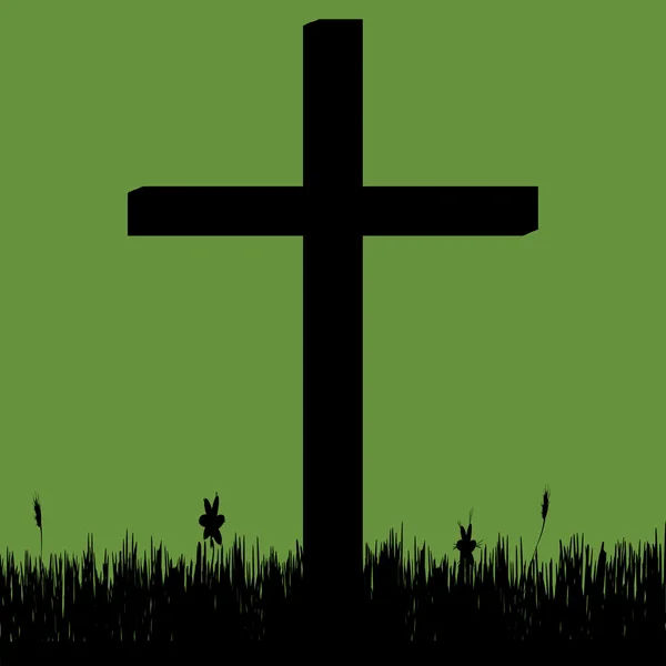 Cruz en verde — Vector de stock