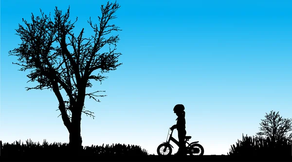 女孩和自行车 — 图库矢量图片