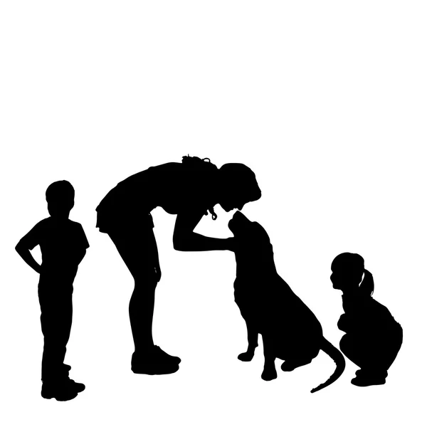 Familia con perro — Vector de stock