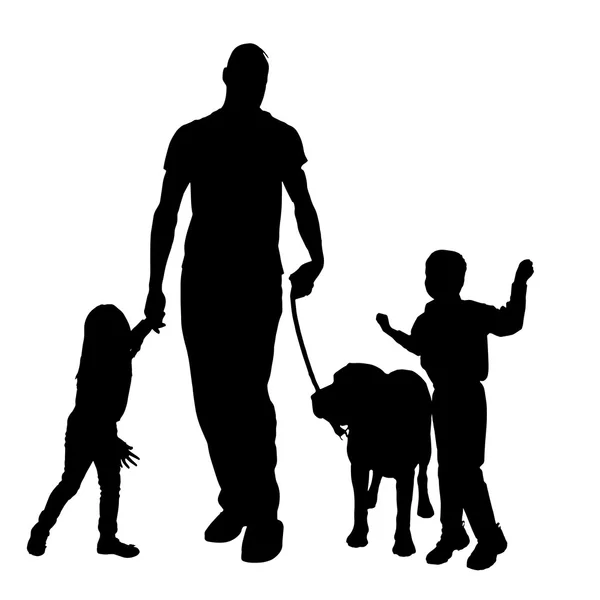 Familia con perro — Vector de stock