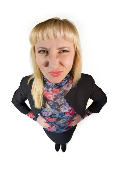 Angry girl in suit — Stock Photo, Image