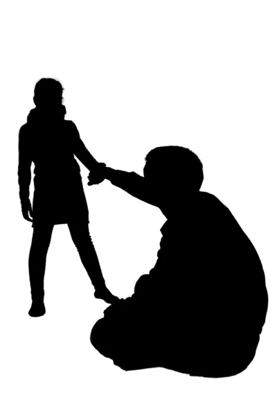 Silhouette of a girl and her father — Stock Photo, Image
