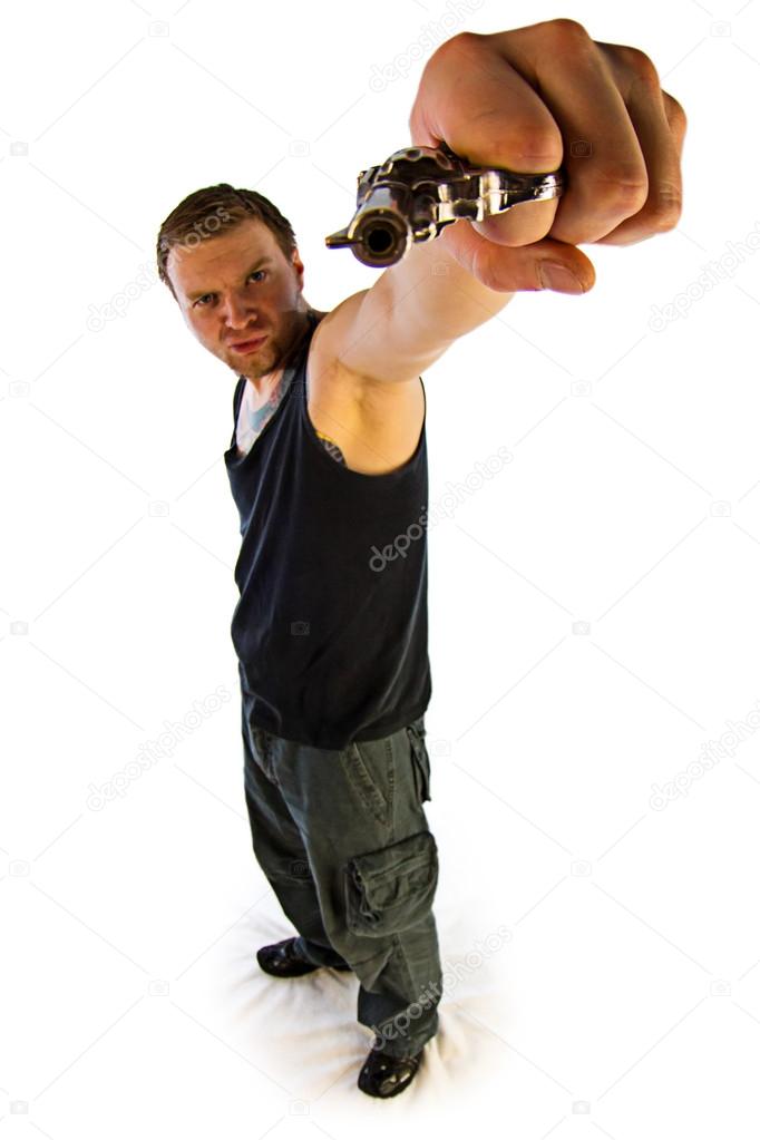Angry guy with gun