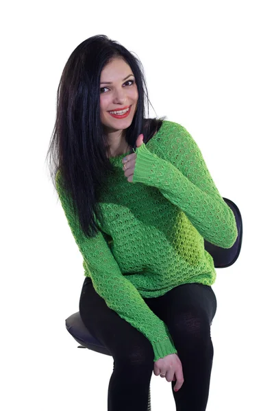 Ragazza in maglione verde — Foto Stock