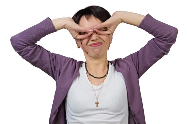 Frau macht Gesichter — Stockfoto