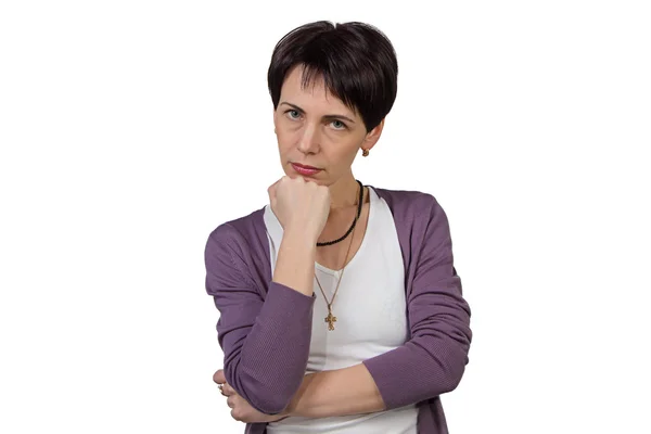 Serious woman with short hair — Stock Photo, Image