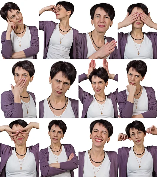 Woman with short hair - grimacing — Stock Photo, Image