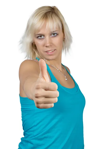 Blond girl - thumb up — Stock Photo, Image