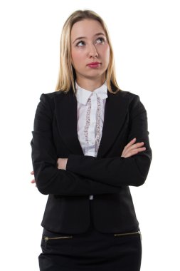 kollarını çapraz düşünceli iş kadını