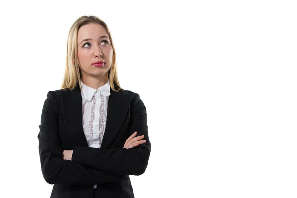 Femme d'affaires réfléchie avec les bras croisés — Photo