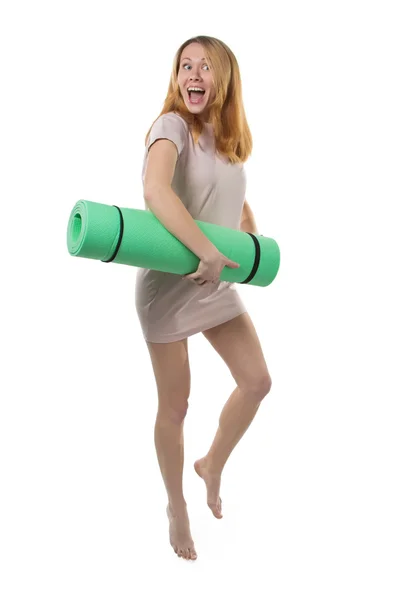 Gravid kvinna kommer att yoga — Stockfoto