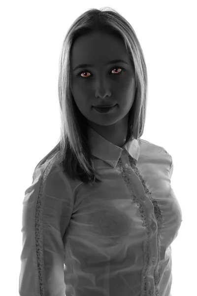 Žena fantazie s červenýma očima — Stock fotografie