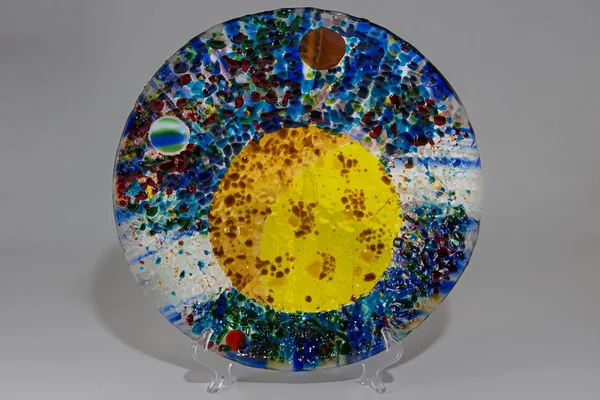 Colorful plate made of glass — Stock Photo, Image