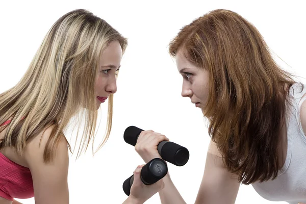 Zwei Mädchen machen Fitness — Stockfoto