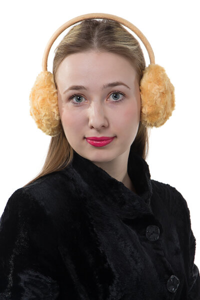 Portrait of a woman with plush earmuffs