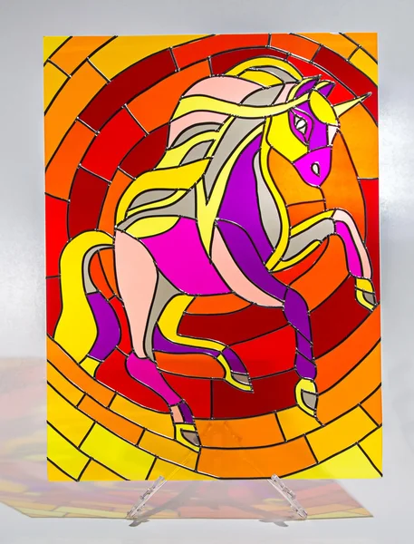 Gebrandschilderd glas - paard — Stockfoto