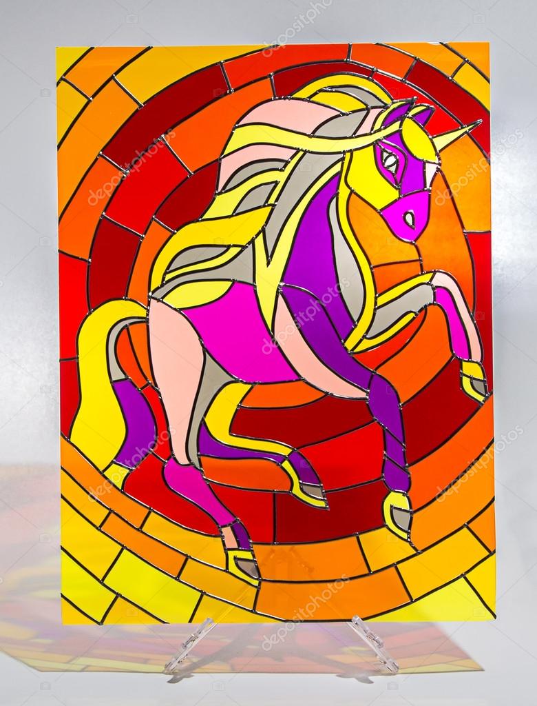 Stained glass horse picture | Stained glass - horse — Stock Photo