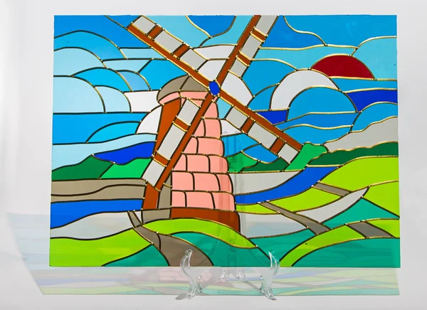 Stained glass - windmill — Stock Photo, Image