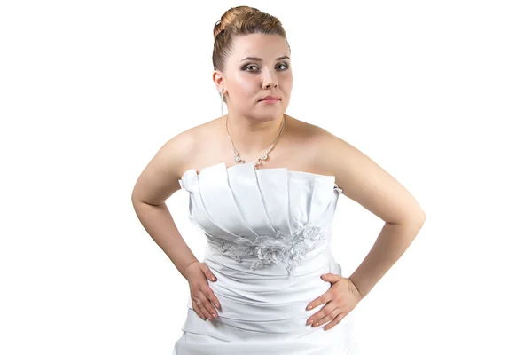 Pudgy Woman in wedding dress — Stock Photo, Image
