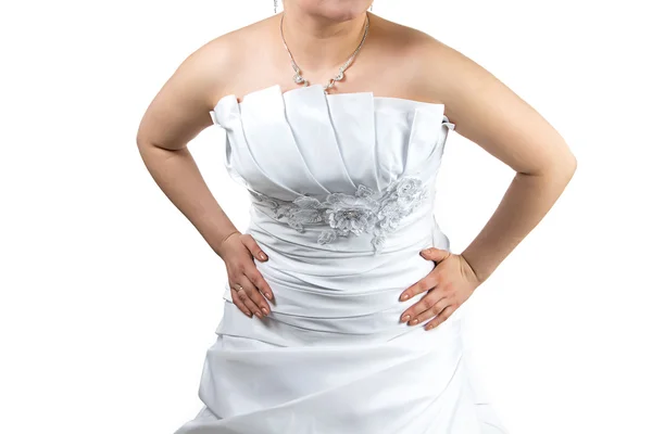 Frauenkörper im weißen Hochzeitskleid — Stockfoto