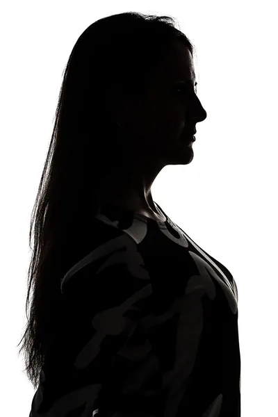 Силуэт женского профиля в тени — стоковое фото