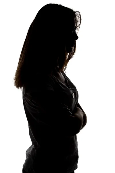 Silhouette of teenager girl with white background — Stock Photo, Image