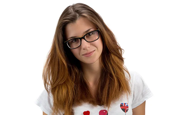 Porträtt av tonåring tjej med glasögon — Stockfoto