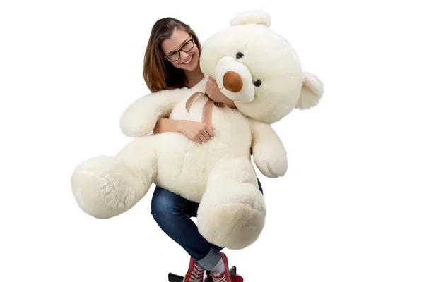 Jeune adolescent avec ours en peluche — Photo