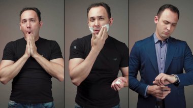 Çalışmaya hazırlanan adamın ekran fotoğrafını böl