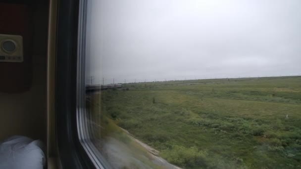 Záběry polární krajiny z jedoucího vlaku — Stock video