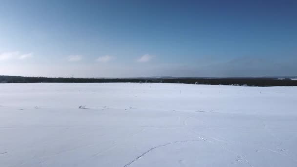 Videó a téli mező dron fly — Stock videók