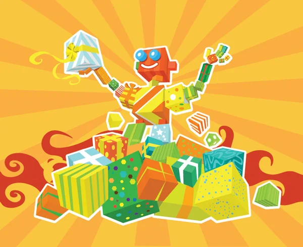 Regalos de robot — Vector de stock