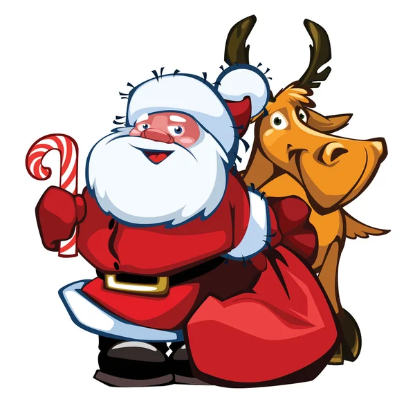 Weihnachtsmann & Hirsch — Stockvektor