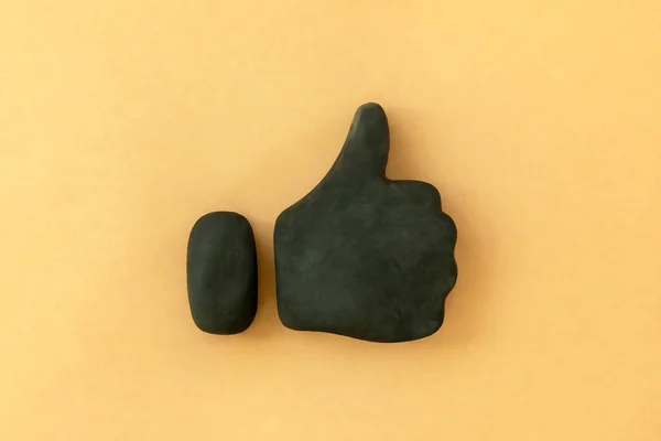 Kciuki Górę Symbolu Kształt Ikony Czarny Kciuk Góry Znak Neutralnym — Zdjęcie stockowe