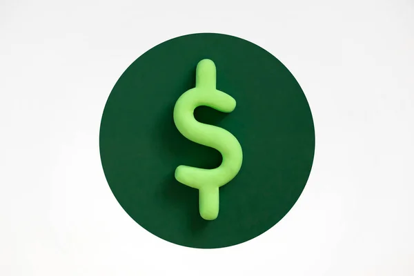 Symbol För Den Amerikanska Dollarvalutan Tredimensionell Grön Dollar Tecken Cirkeln — Stockfoto