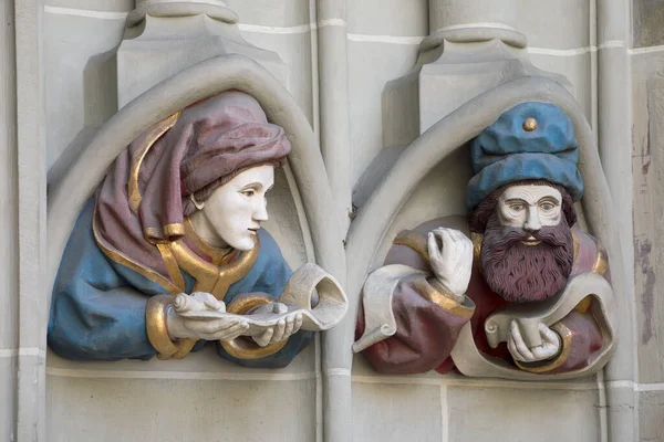 Rilievo Pietra Dall Ingresso Della Cattedrale Medievale Svizzera Berna Decorazione — Foto Stock