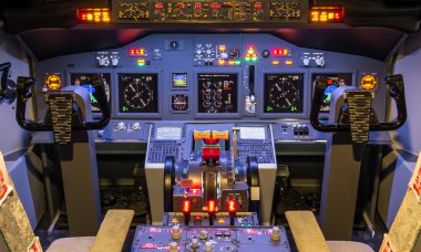 Cockpit of an homemade Flight Simulator - Boeing 737-800 clipart