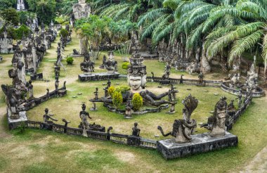 Buda park, panorama görüş - vientiane, laos