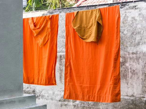 Washed and hung Clothes of buddhist Monks — Stock Photo, Image