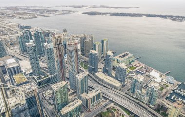 Toronto, ontario Gölü - kıyıda gökdelenler genel bakış fro