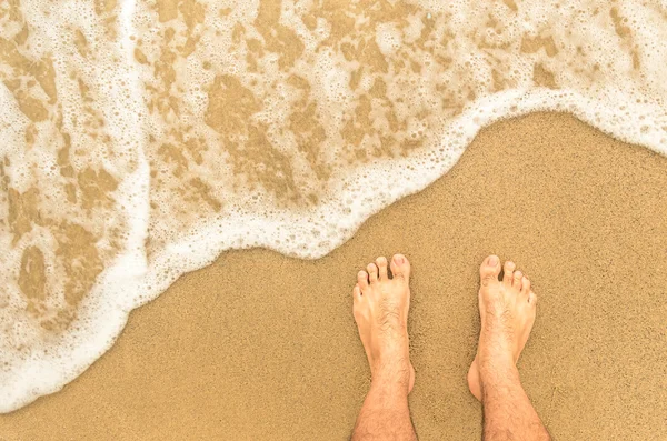 Naked feet at the Beach - Barefeet nature Background — Stock Photo, Image