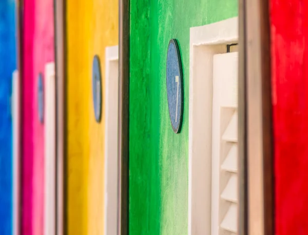 Colorful abstract Background with dressing Cabins at the Beach - Rimini Italy — Stock Photo, Image