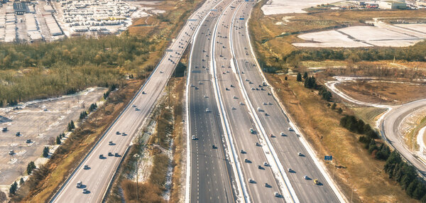 Multiple lane Highway - Freeway aerial view