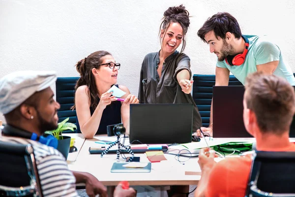 Millenial Friends Employees Group Workers Computer Startup Studio Human Resource — Stock Photo, Image